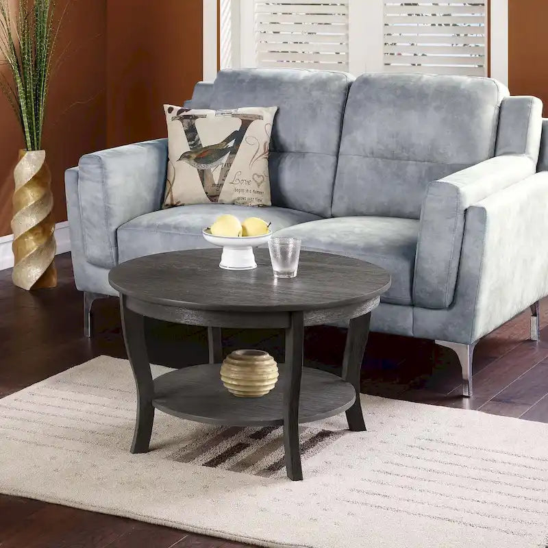 Table basse ronde avec étagère American Heritage de Convenience Concepts