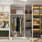 Armoire Penderie en Bois avec 6 Cubes de Rangement et Tringle Suspendue