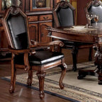 Fauteuil Château de Ville (Lot de 2) en similicuir noir et merisier