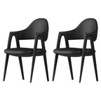 Chaise de salle à manger en cuir moderne avec dossier incurvé et ouvert
