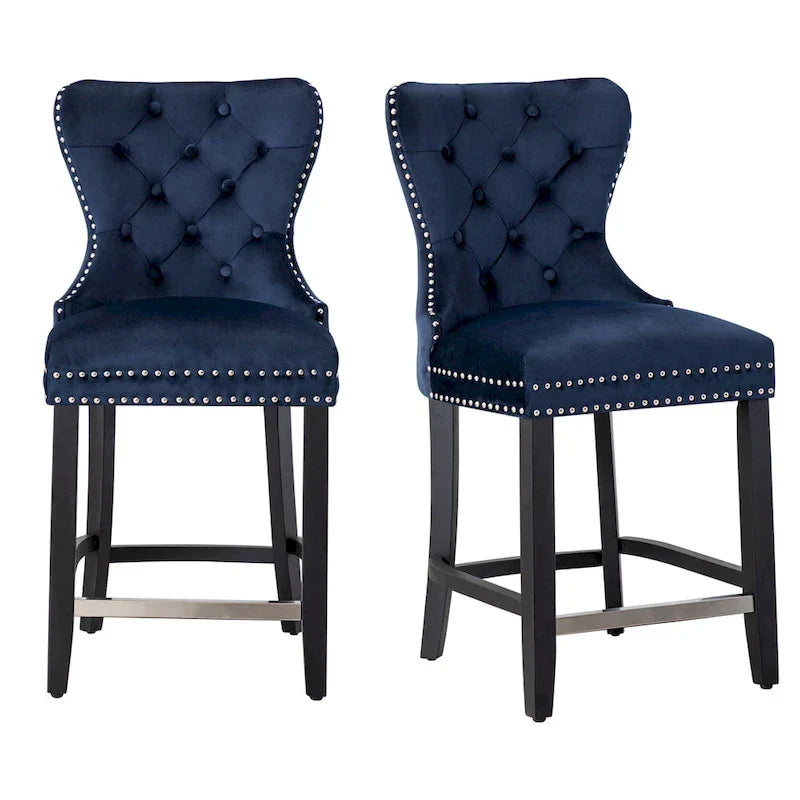Tabouret de comptoir Carter 24 Wingback capitonné avec clous (lot de 2)