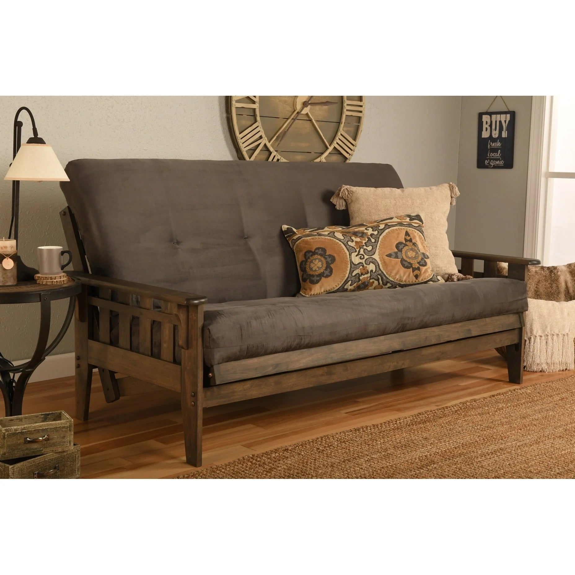 Ensemble de futon Somette Tucson pleine grandeur en noyer rustique avec matelas