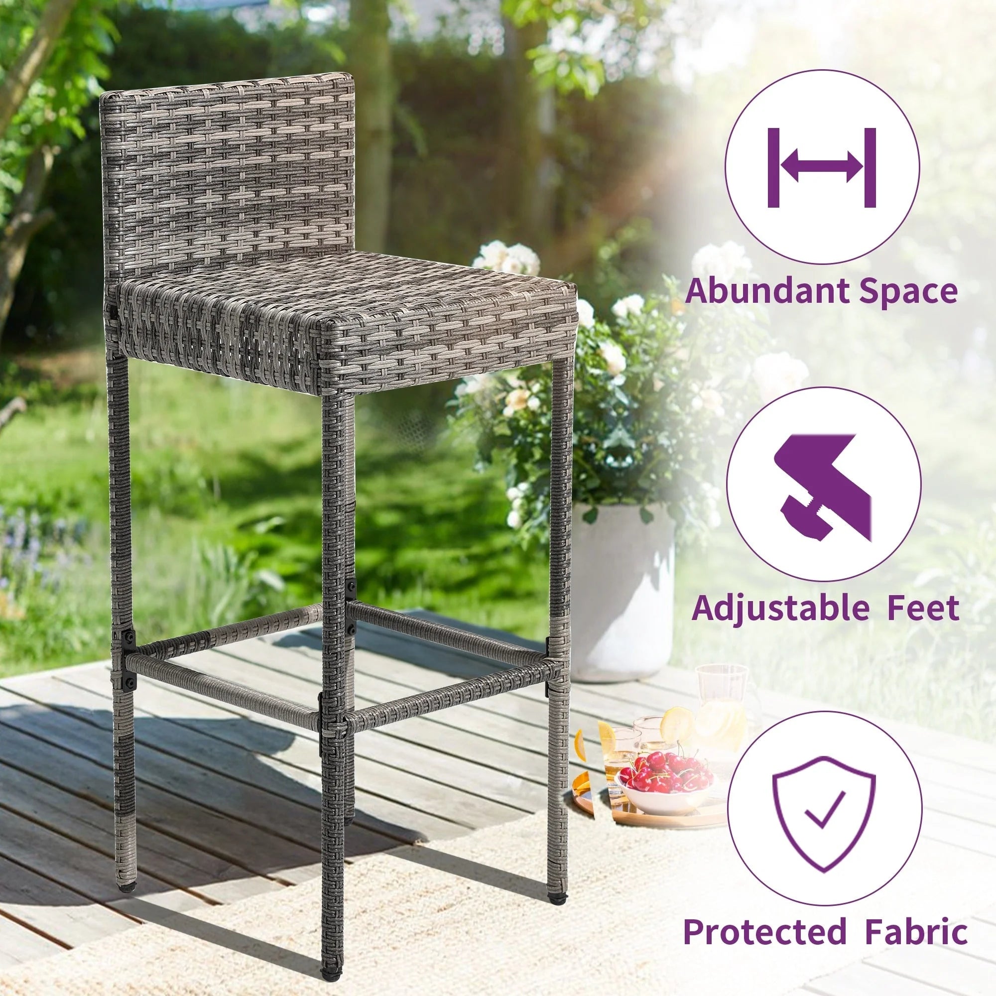 Ensemble de bar en osier d'extérieur Moasis 5 pièces - 5 PCS
