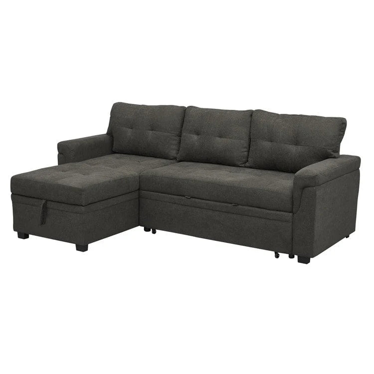 Canapé d'angle réversible convertible avec lit gigogne, méridienne avec rangement dissimulé et pieds durables
