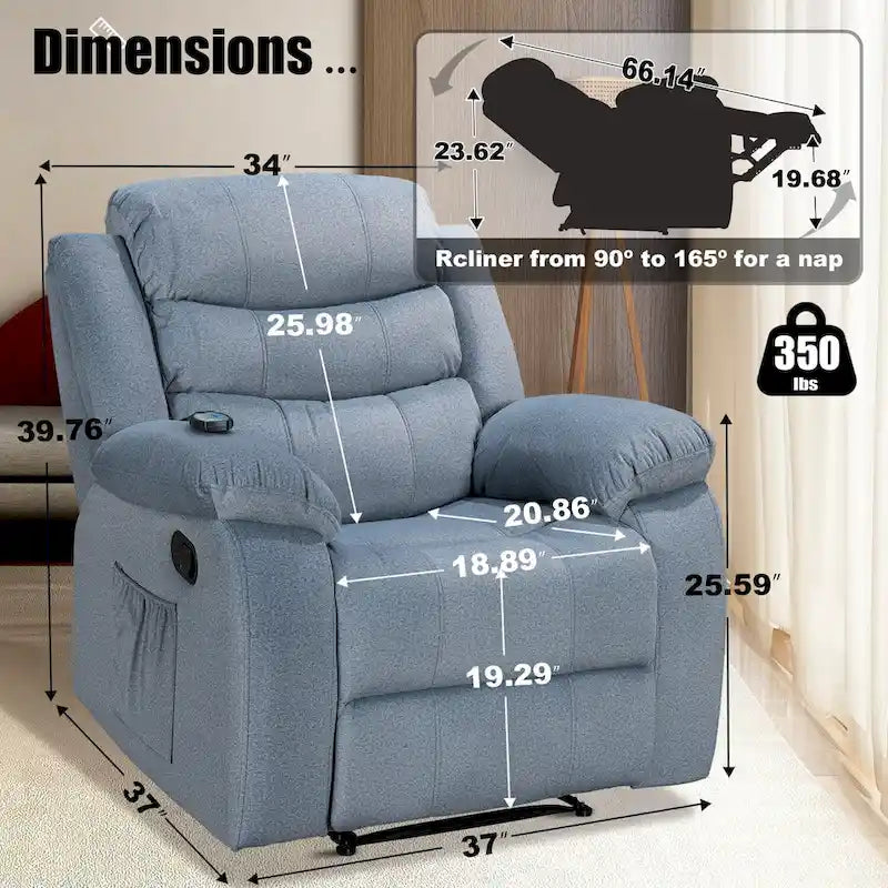 Fauteuil inclinable moelleux avec fonction massage et chauffage