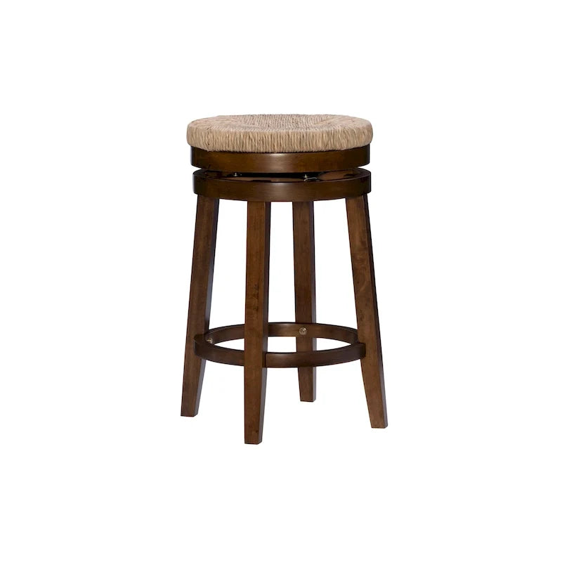 Tabouret de comptoir pivotant sans dossier Maya avec assise en jonc de mer