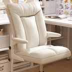 Chaise de bureau pivotante réglable en tissu blanc moderne