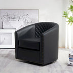 Fauteuil pivotant rond en similicuir capitonné KINWELL, 73,6 cm de large