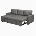 Canapé d'angle réversible convertible avec lit gigogne, méridienne avec rangement dissimulé et pieds durables