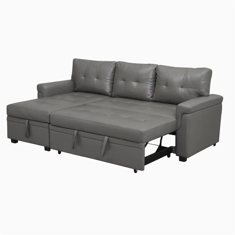 Canapé d'angle réversible convertible avec lit gigogne, méridienne avec rangement dissimulé et pieds durables