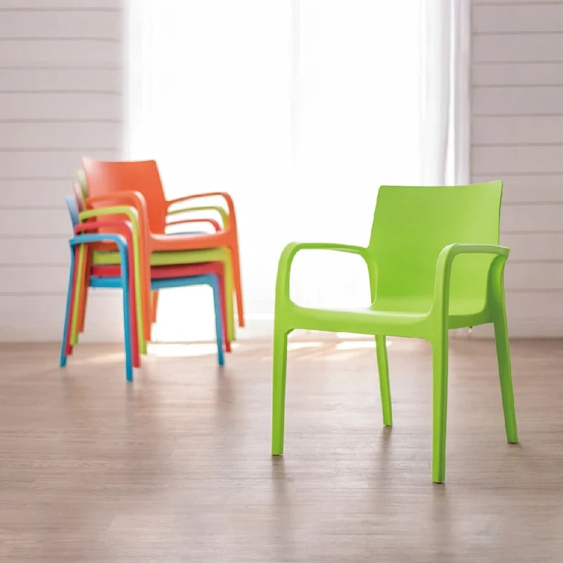 Chaise de salle à manger empilable avec accoudoirs Alissa, en résine, tout temps, lot de 2