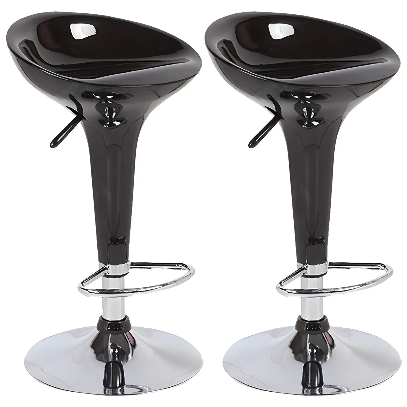 Tabouret de bar pivotant en plastique chromé, réglable en hauteur