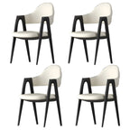 Chaise de salle à manger en cuir moderne avec dossier incurvé et ouvert