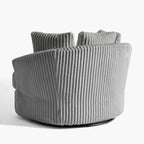 Lot de 2 fauteuils pivotants ronds surdimensionnés en velours côtelé moelleux de 43 po avec oreillers