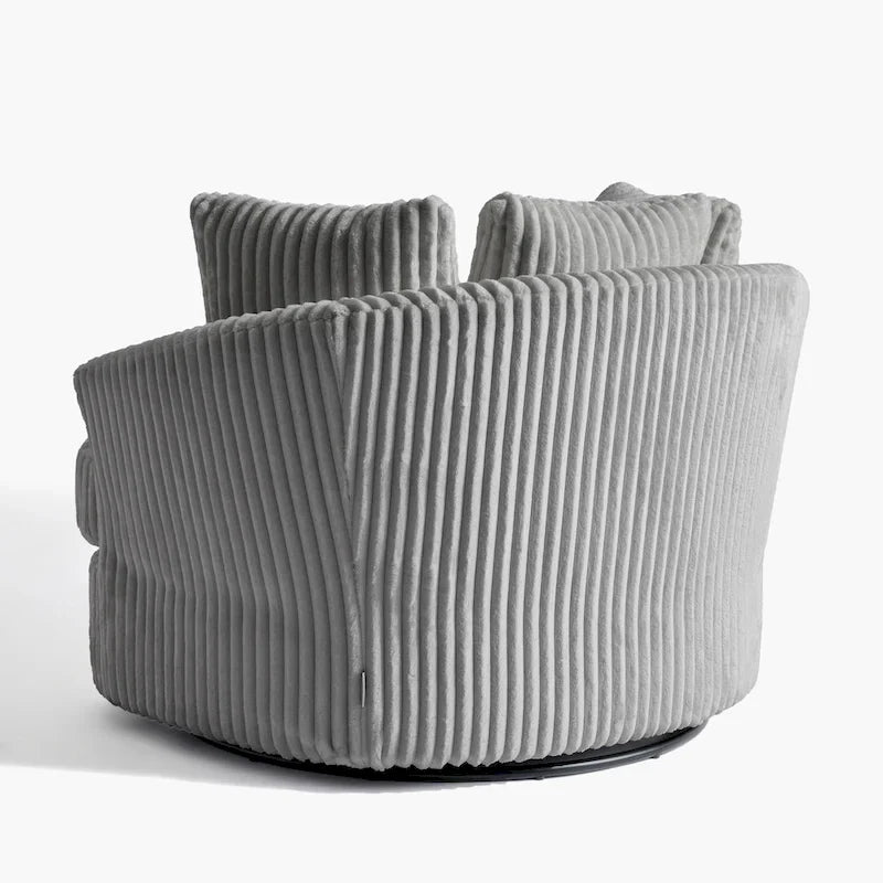 Lot de 2 fauteuils pivotants ronds surdimensionnés en velours côtelé moelleux de 43 po avec oreillers