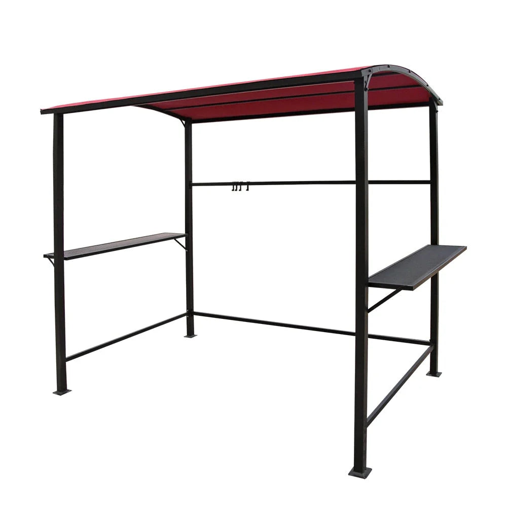 Abri barbecue/pergola de gril à structure en acier de 1,5 m x 2,4 m pour l'extérieur