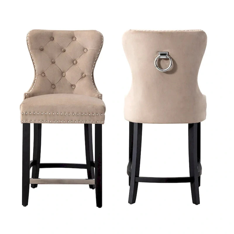 Tabouret de comptoir Carter 24 Wingback capitonné avec clous (lot de 2)