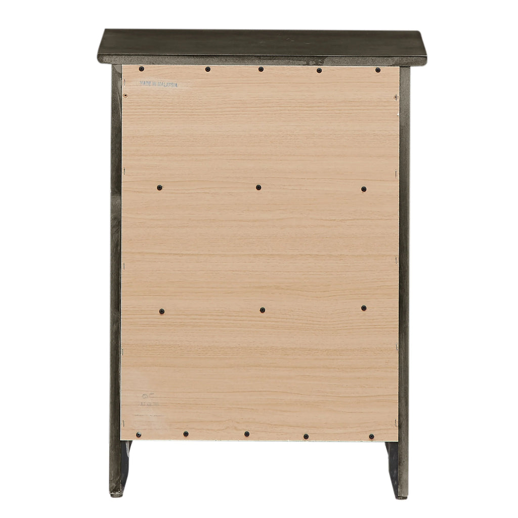 Table de chevet transitionnelle en bois à 3 tiroirs Daniel