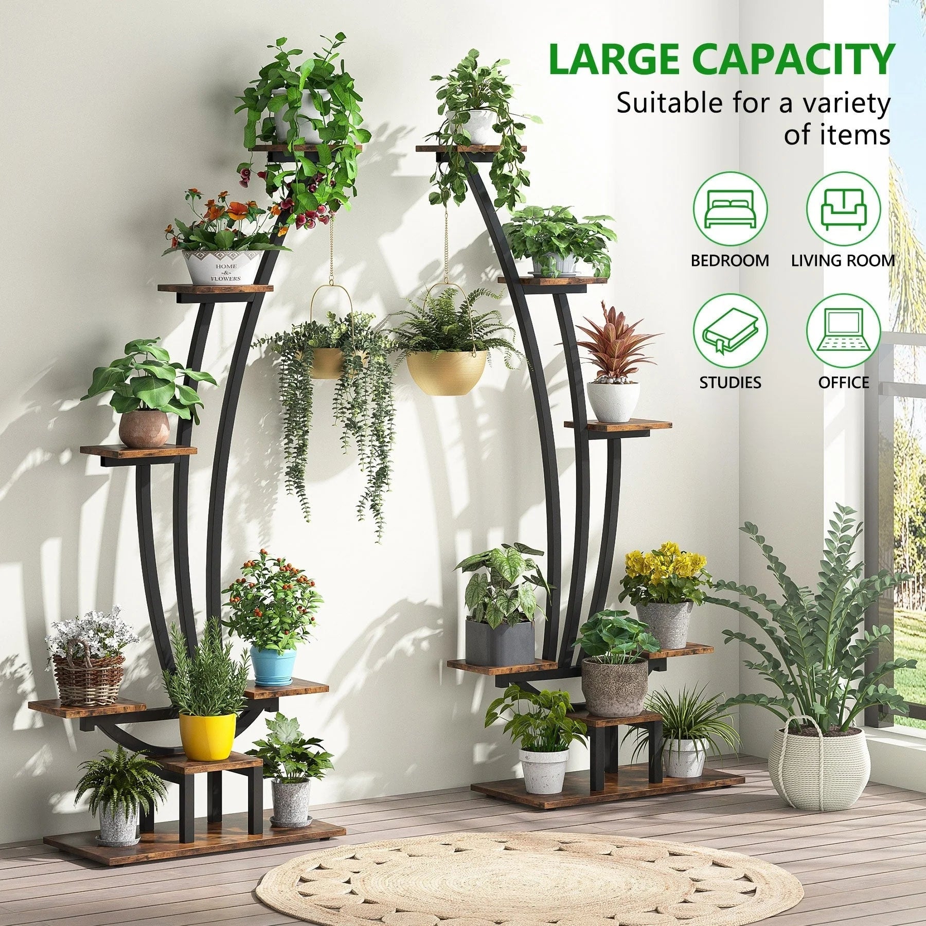 Support pour Plantes d'Intérieur, Étagère à Fleurs à 6 Niveaux pour Jardin Domestique - Lot de 2