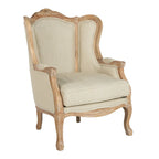 Fauteuil à oreilles Kali en chêne et lin naturel SAFAVIEH Couture - 34Lx34Px40H