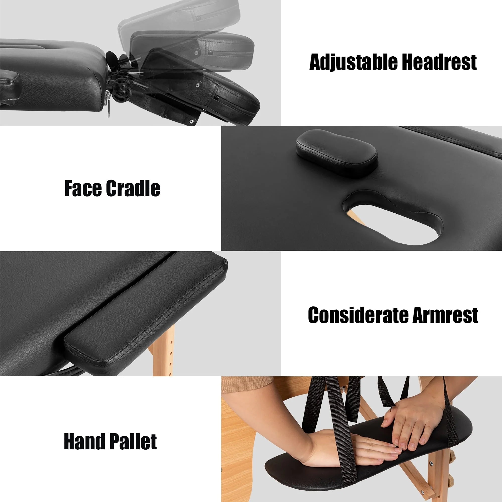Table de massage portable 84L réglable lit de spa facial tatouage avec sac de transport