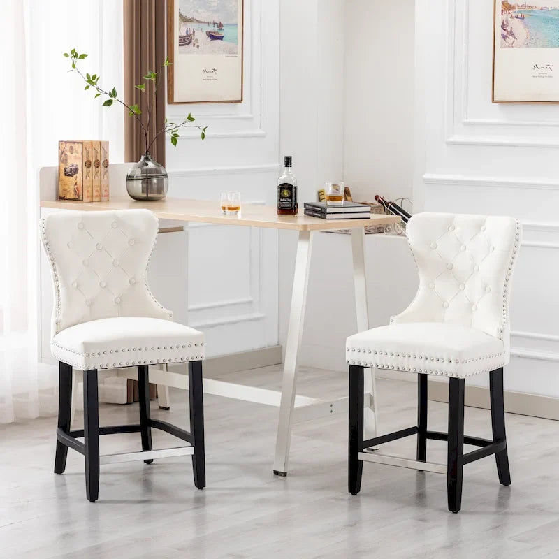 Tabouret de comptoir Carter 24 Wingback capitonné avec clous (lot de 2)