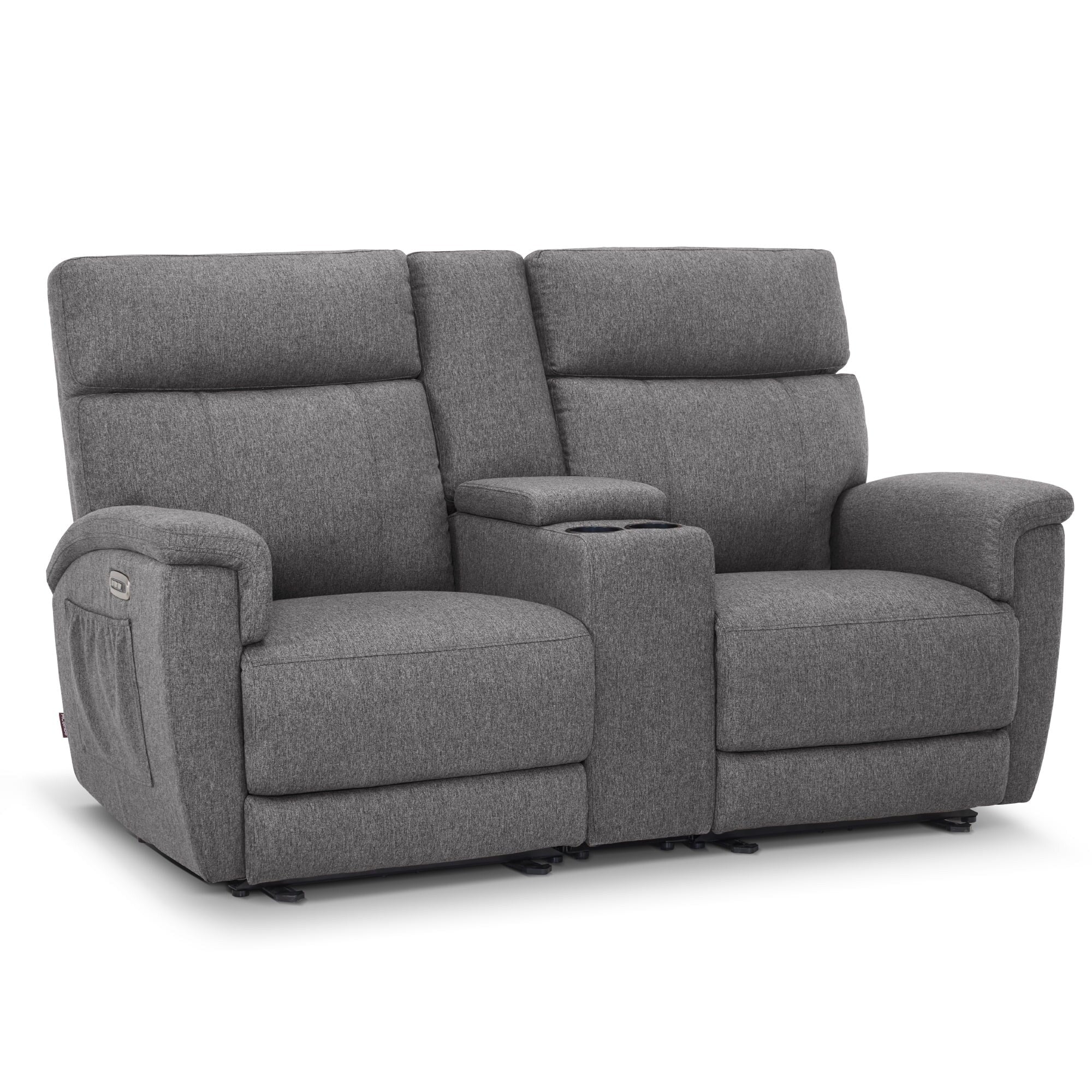 Canapé inclinable électrique biplace MCombo 60.2 avec massage et double chauffage, appuie-tête réglable, ports USB et USB-C, en tissu