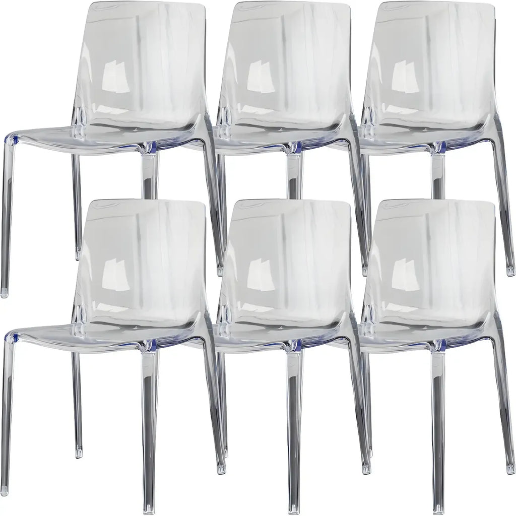 Chaise de salle à manger en acrylique ambré sans accoudoirs et à dossier bas