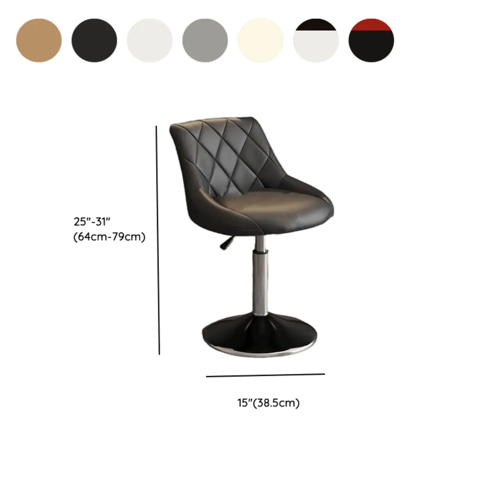 Tabouret de bar pivotant, capitonné en losanges, réglable, cuir PU noir et rouge