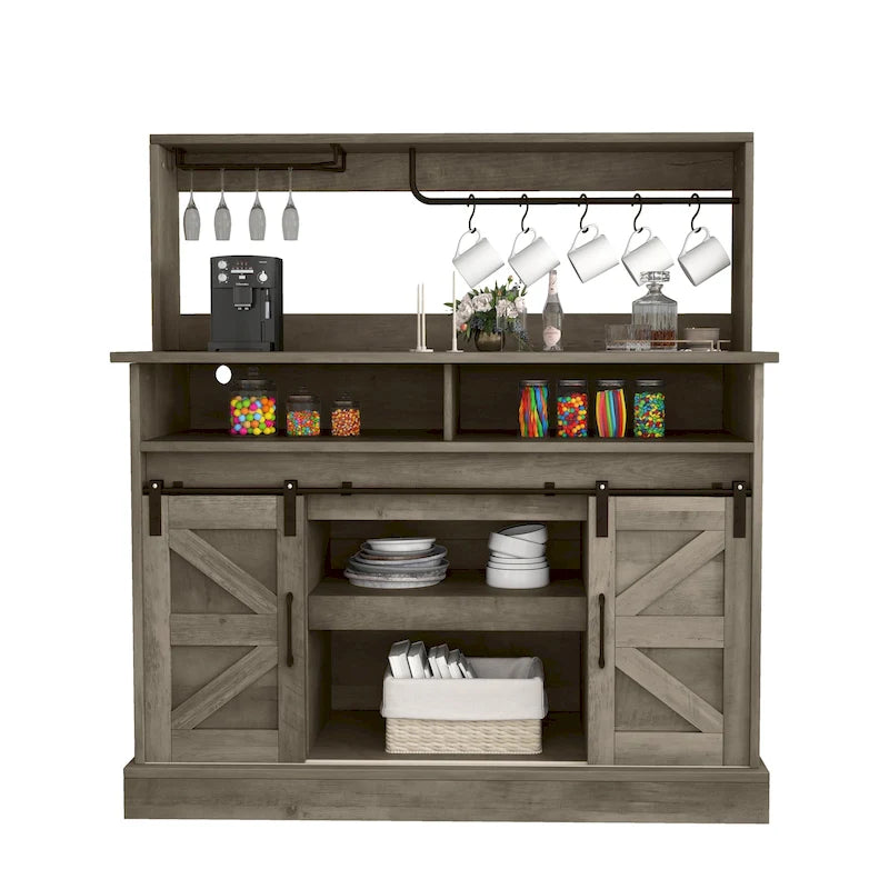 Moasis - Meuble de Bar à Café Style Ferme - 38,4 P x 119,9 L x 130,8 H cm
