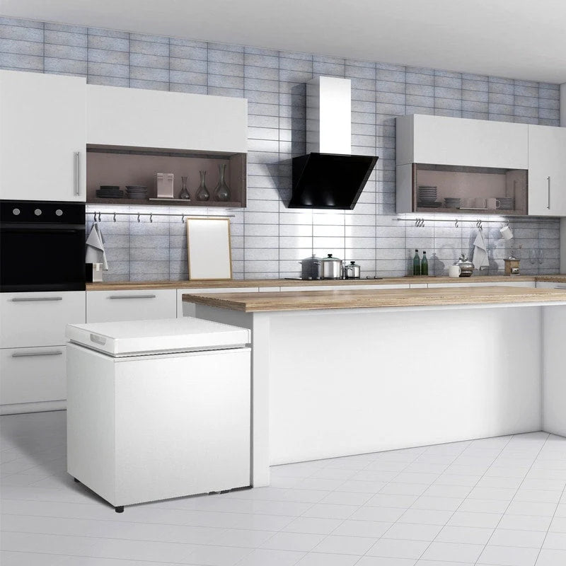 Congélateur coffre de 51 litres avec panier amovible, drain de fond, thermostat à 7 niveaux, design autonome pour la maison et l'appartement