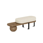Banc court moderne en bois beige rembourré