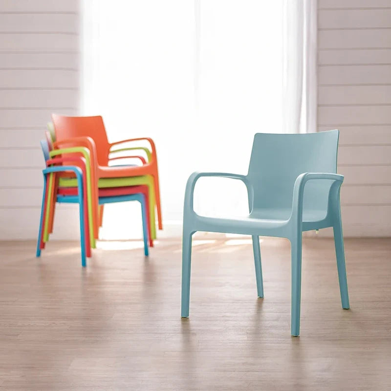 Chaise de salle à manger empilable avec accoudoirs Alissa, en résine, tout temps, lot de 2