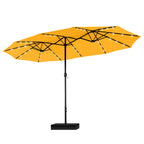 MAISON ARTS Parasol de marché extérieur rectangulaire de 4,5 m avec manivelle, double face, lumières LED solaires et base incluse