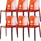 Chaise de salle à manger en acrylique ambré sans accoudoirs et à dossier bas