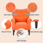 Fauteuil d'appoint moderne Erommy, fauteuil à dossier haut, canapé individuel en tissu capitonné avec pieds en bois pour salon