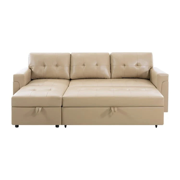 Canapé d'angle réversible convertible avec lit gigogne, méridienne avec rangement dissimulé et pieds durables