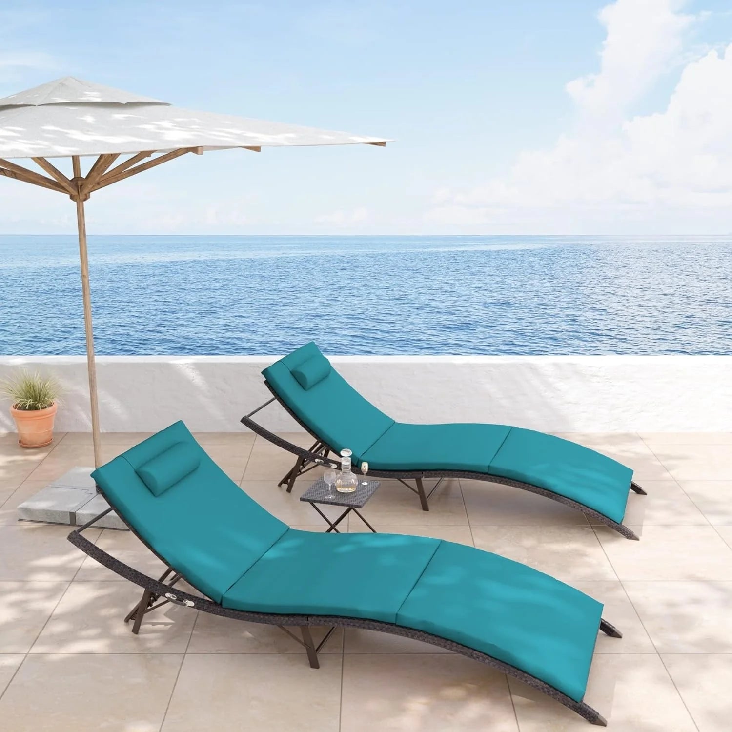Kullavik – Ensemble de 3 chaises longues d'extérieur