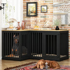 Meuble Grande Cage d'Angle pour 2 Chiens, Cage en Forme de L - 58,7X41,1