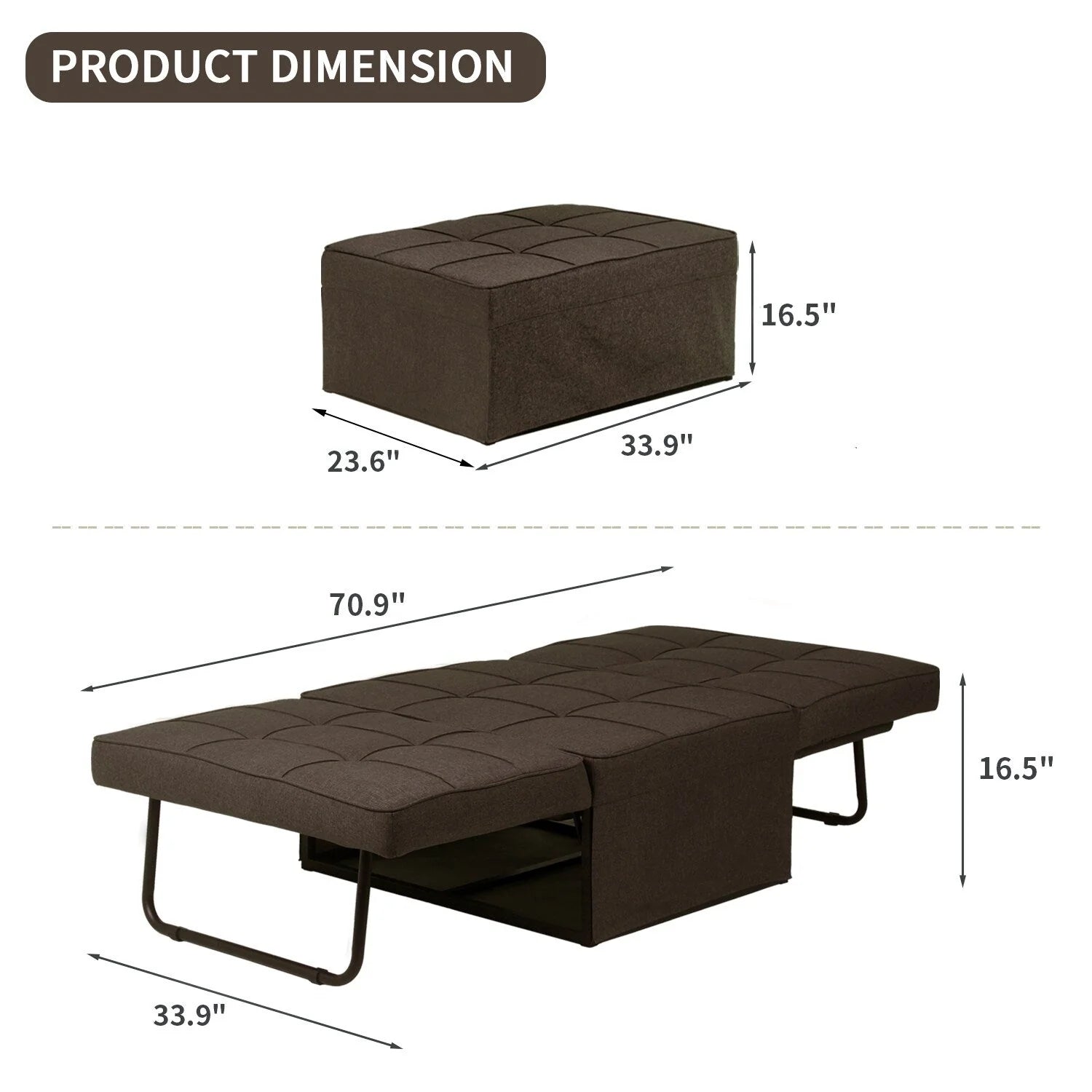 Canapé Convertible Lit Canapé Fauteuil Ottoman Pliant Fauteuils Inclinables pour Salon