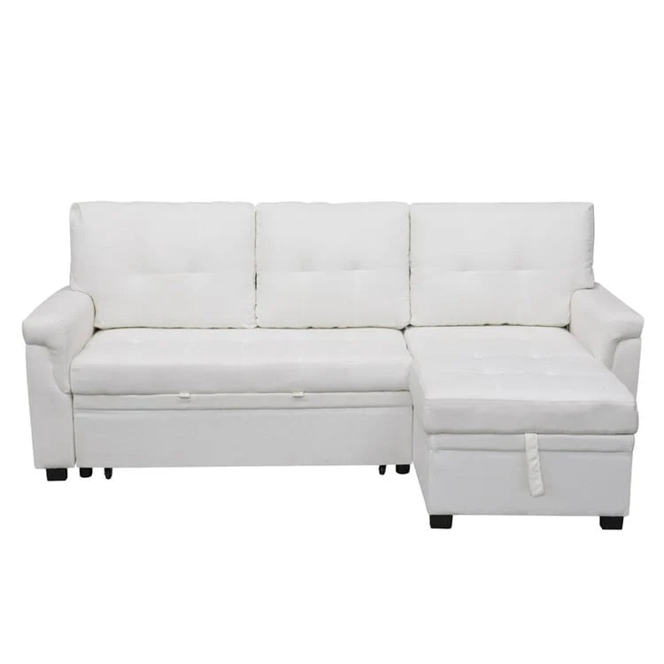 Canapé d'angle réversible convertible avec lit gigogne, méridienne avec rangement dissimulé et pieds durables