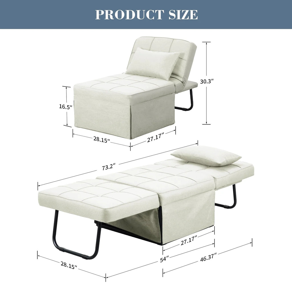 Canapé Convertible Lit Canapé Fauteuil Ottoman Pliant Fauteuils Inclinables pour Salon