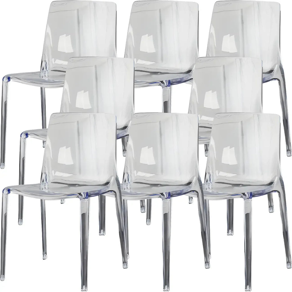 Chaise de salle à manger en acrylique ambré sans accoudoirs et à dossier bas