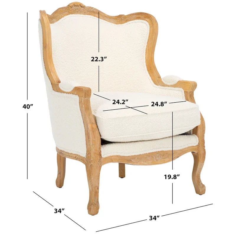 Fauteuil à oreilles Kali en chêne et lin naturel SAFAVIEH Couture - 34Lx34Px40H