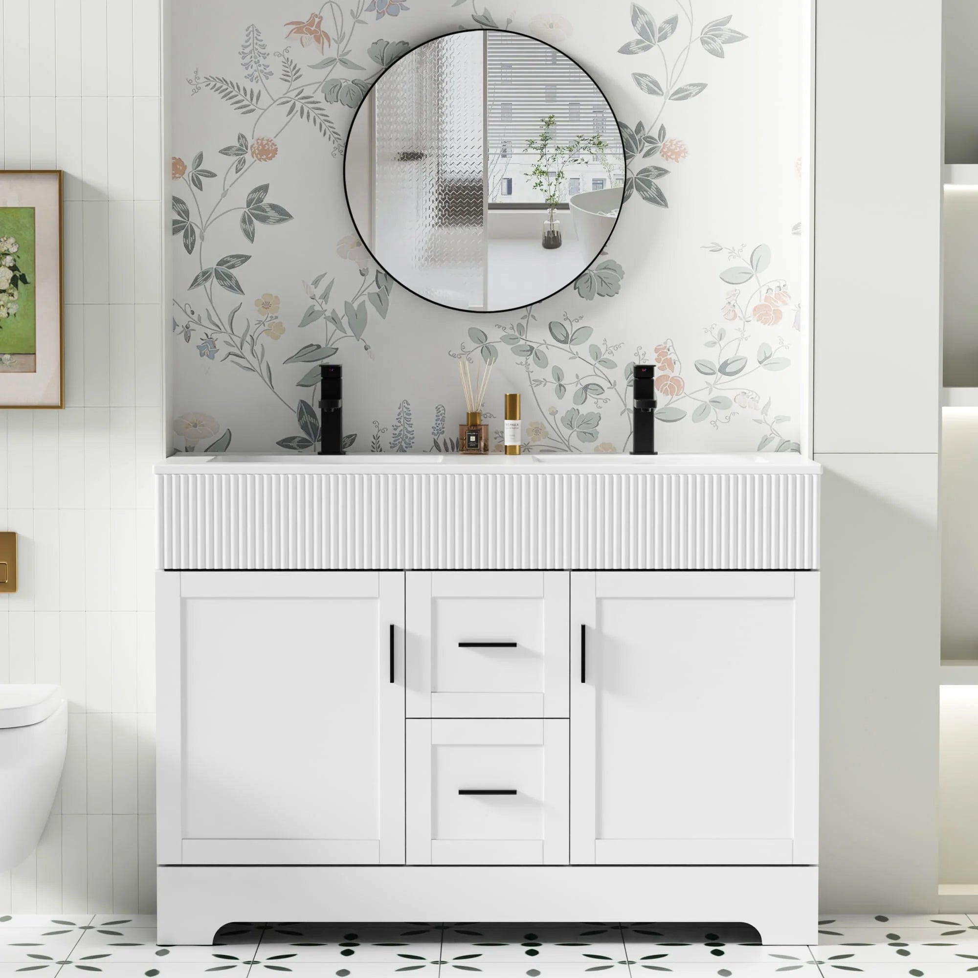 Meuble-lavabo Wavy Line 30/36/48 avec évier et robinet