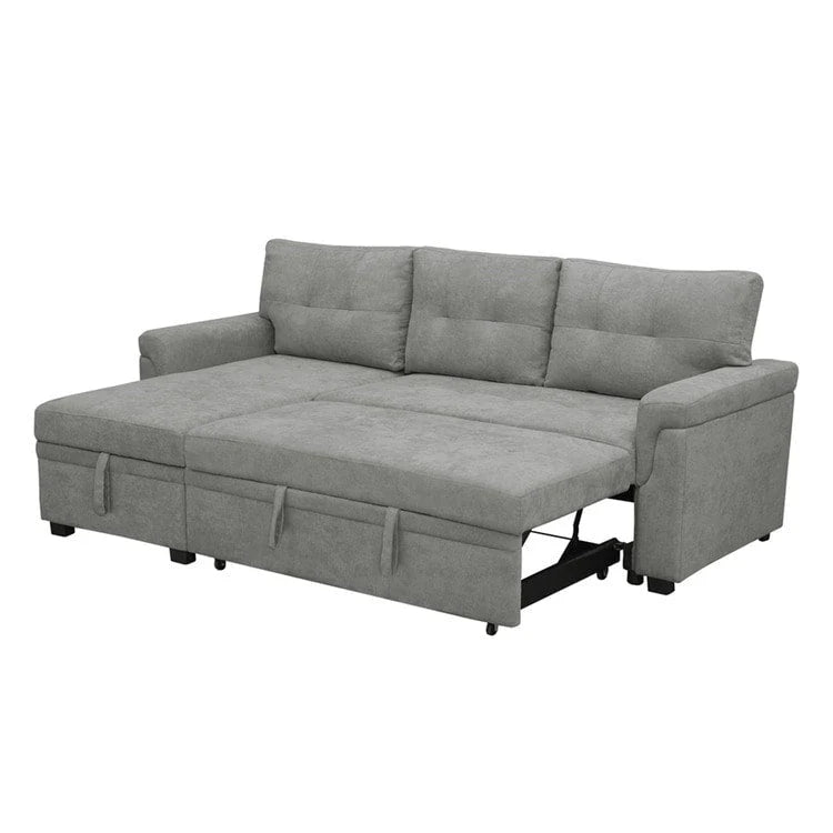 Canapé d'angle réversible convertible avec lit gigogne, méridienne avec rangement dissimulé et pieds durables