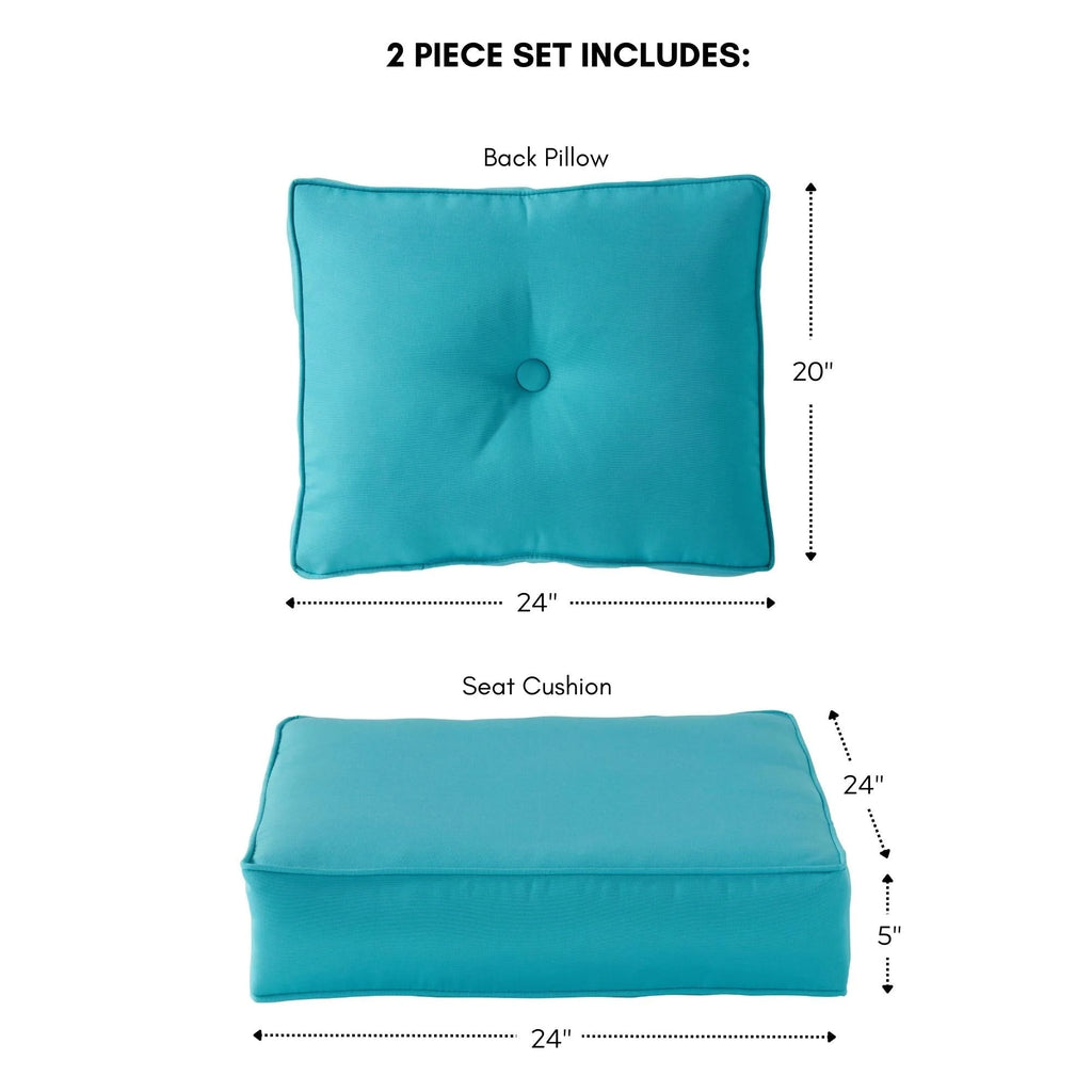 Ensemble de 2 coussins d'extérieur Sunbrella haut de gamme à assise profonde