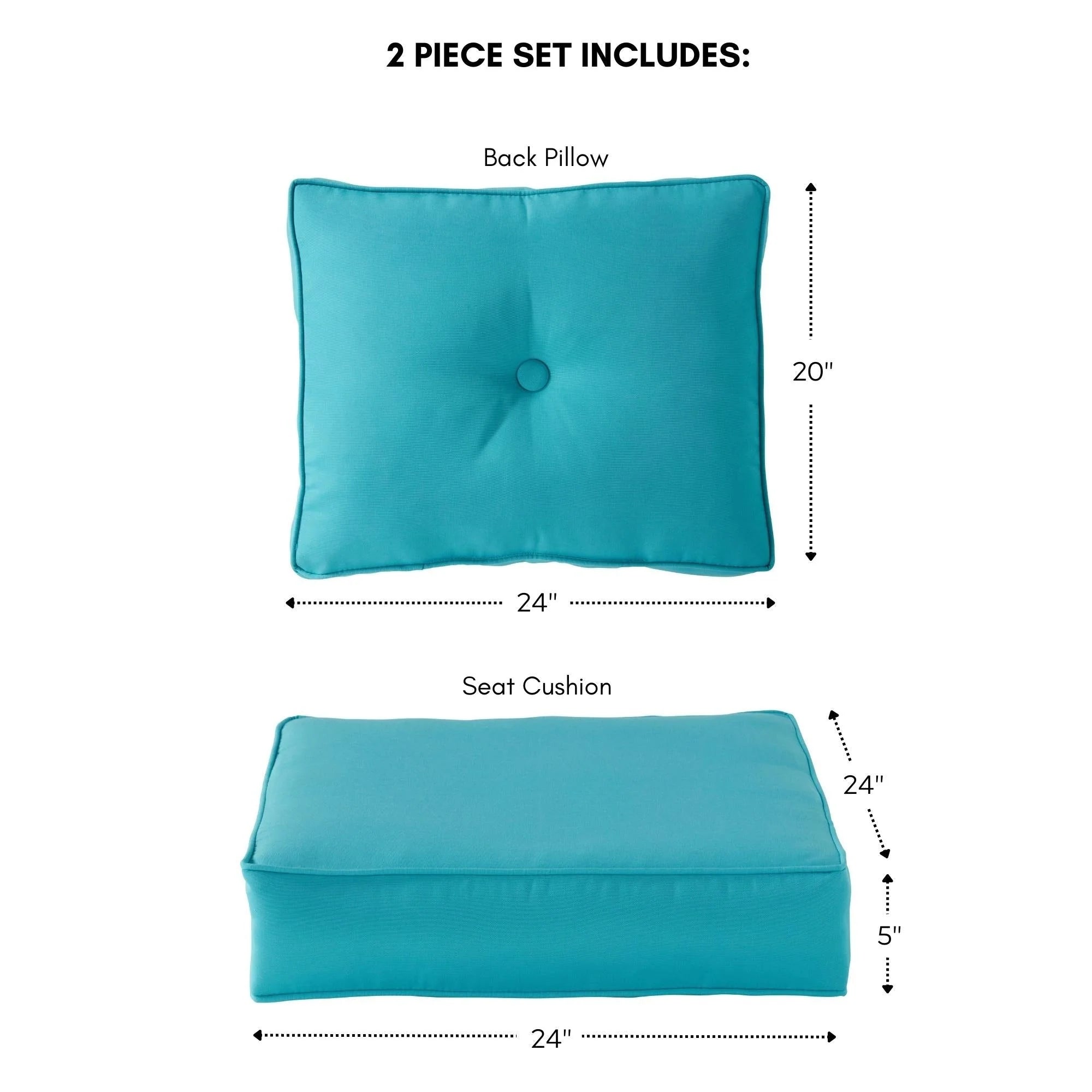 Ensemble de 2 coussins d'extérieur Sunbrella haut de gamme à assise profonde