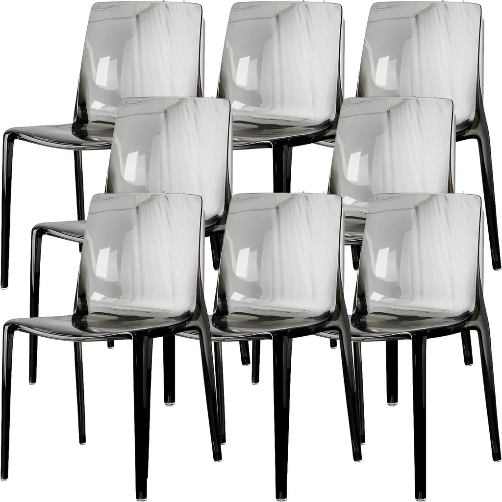 Chaise de salle à manger en acrylique ambré sans accoudoirs et à dossier bas