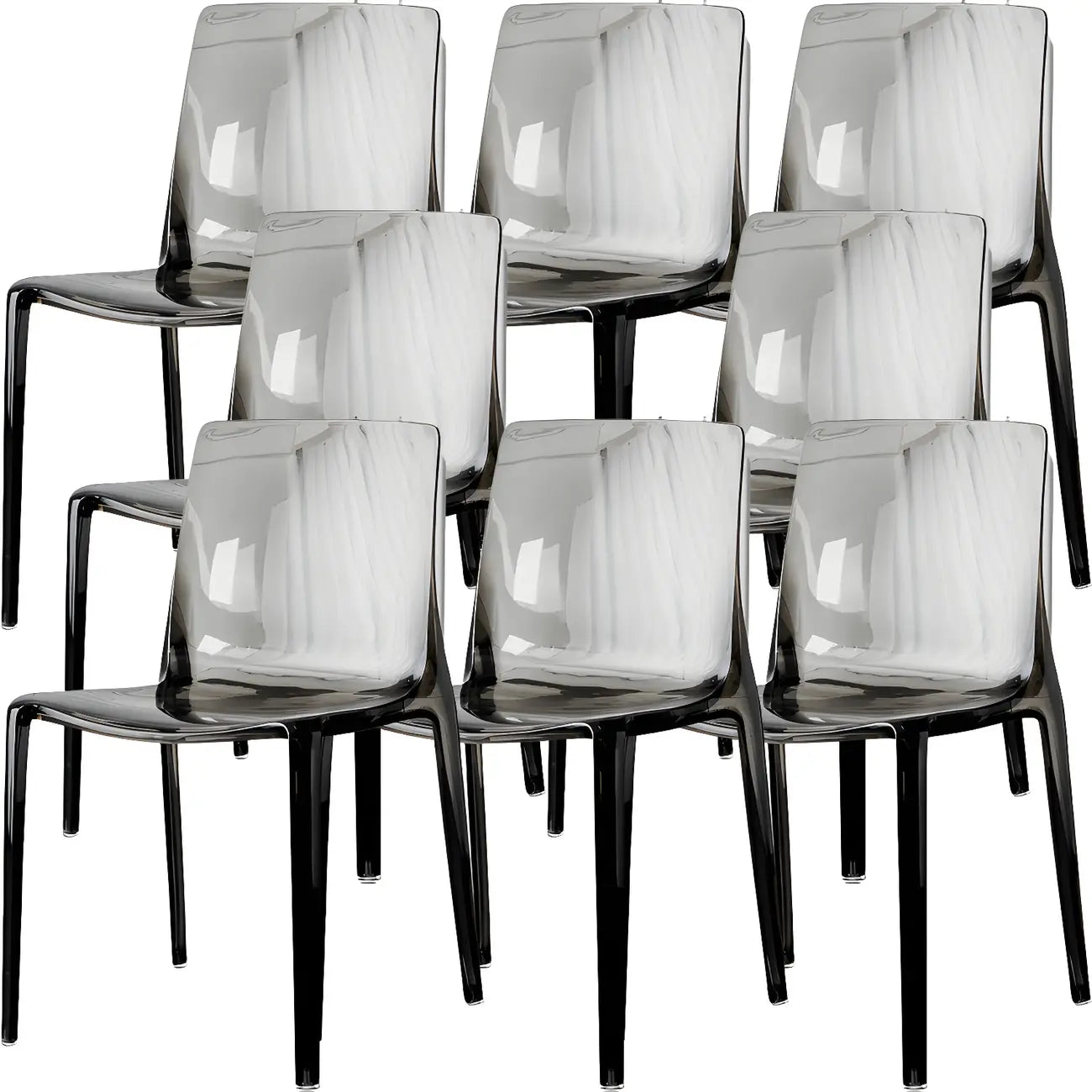 Chaise de salle à manger en acrylique ambré sans accoudoirs et à dossier bas